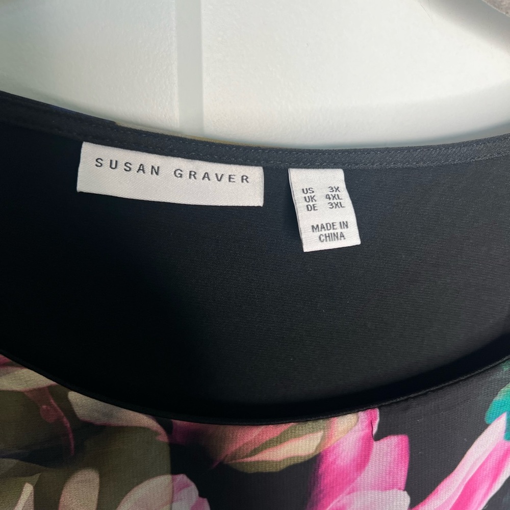 Susan Graver Long Sleeve Semi Sheer Layered Floral Blouse Plus Size 3X NWOT - Picture 4 of 7